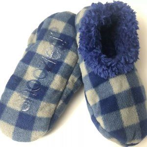 Snoozies Blue Buffalo Plaid Tween M 4 / 5 Non-Skid